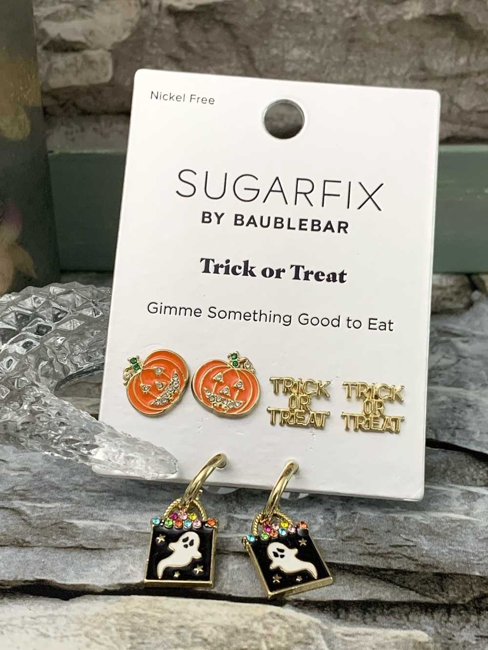 Sugarfix By Baublebar Halloween Earrings Trick Treat Pumpkin Ghost Candy Bag Set